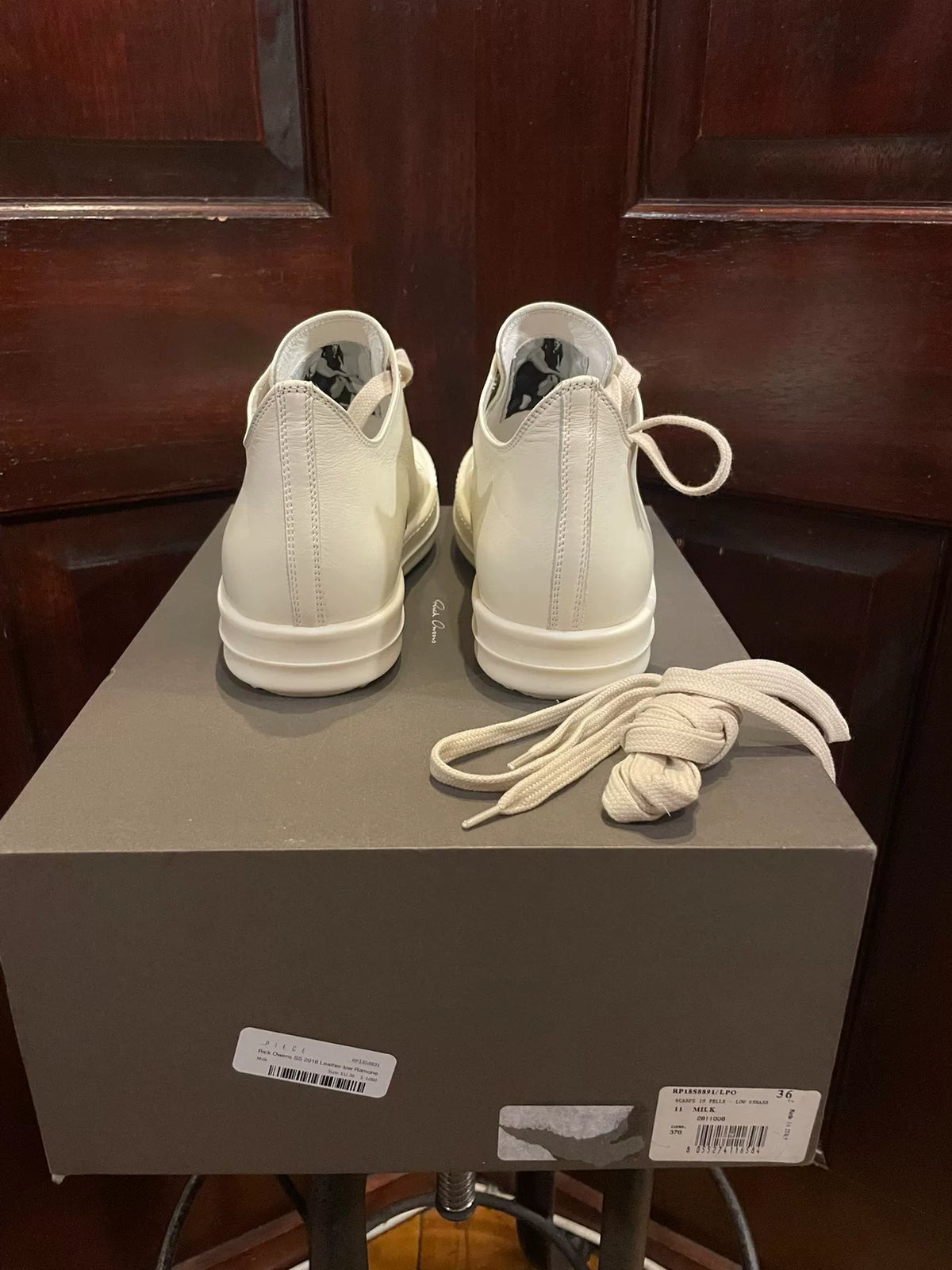 Rick Owens SS18 White Lambskin Sneakers