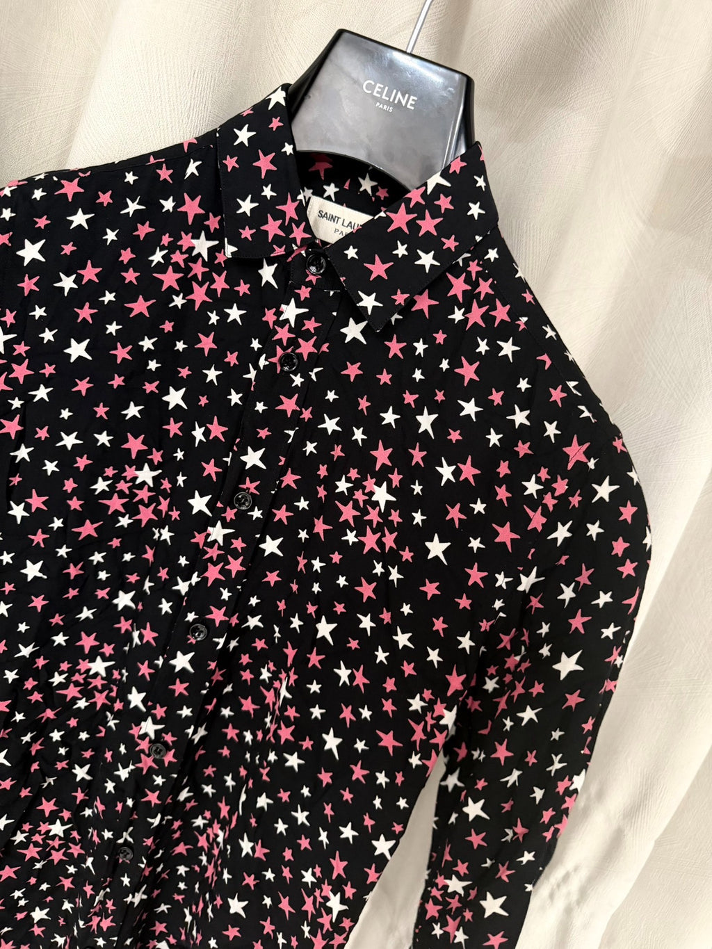 Saint Laurent Paris FW16 Pink White Star Shirt by Hedi Slimane