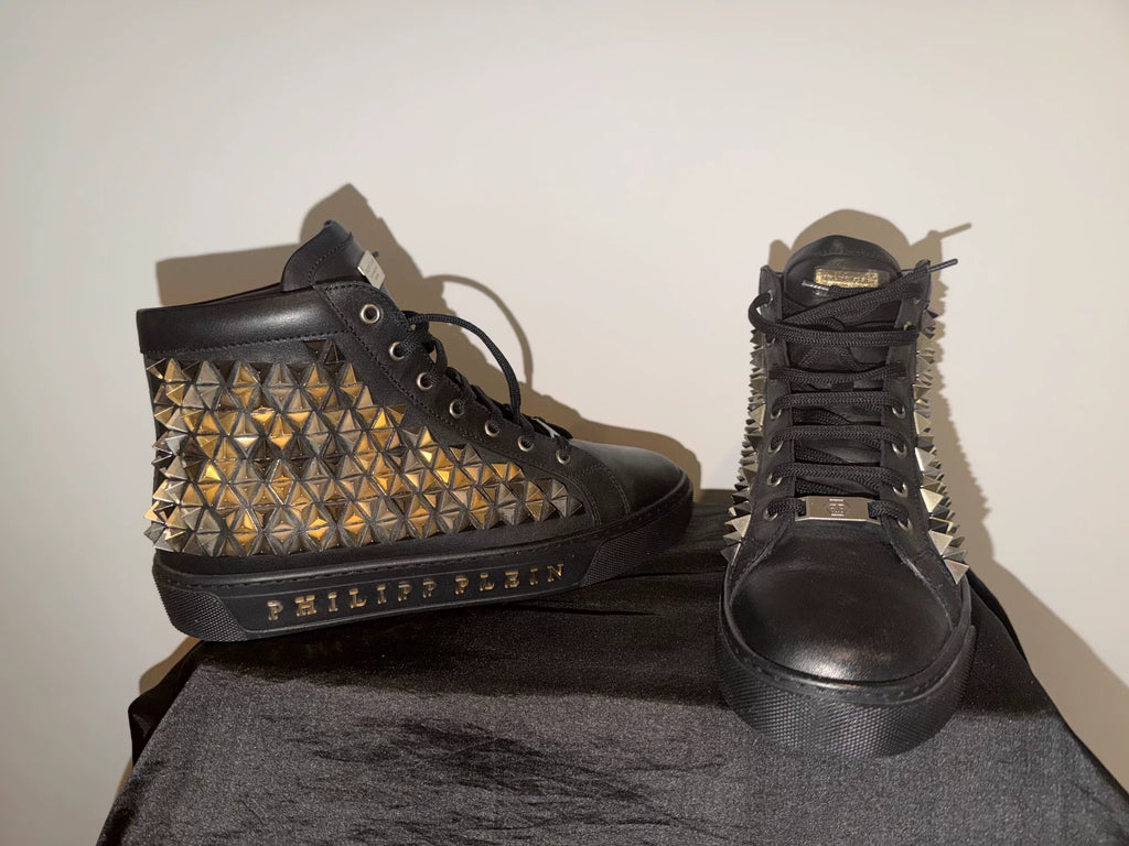 philipp plein Men High Top Sneaker With Gold Spikes