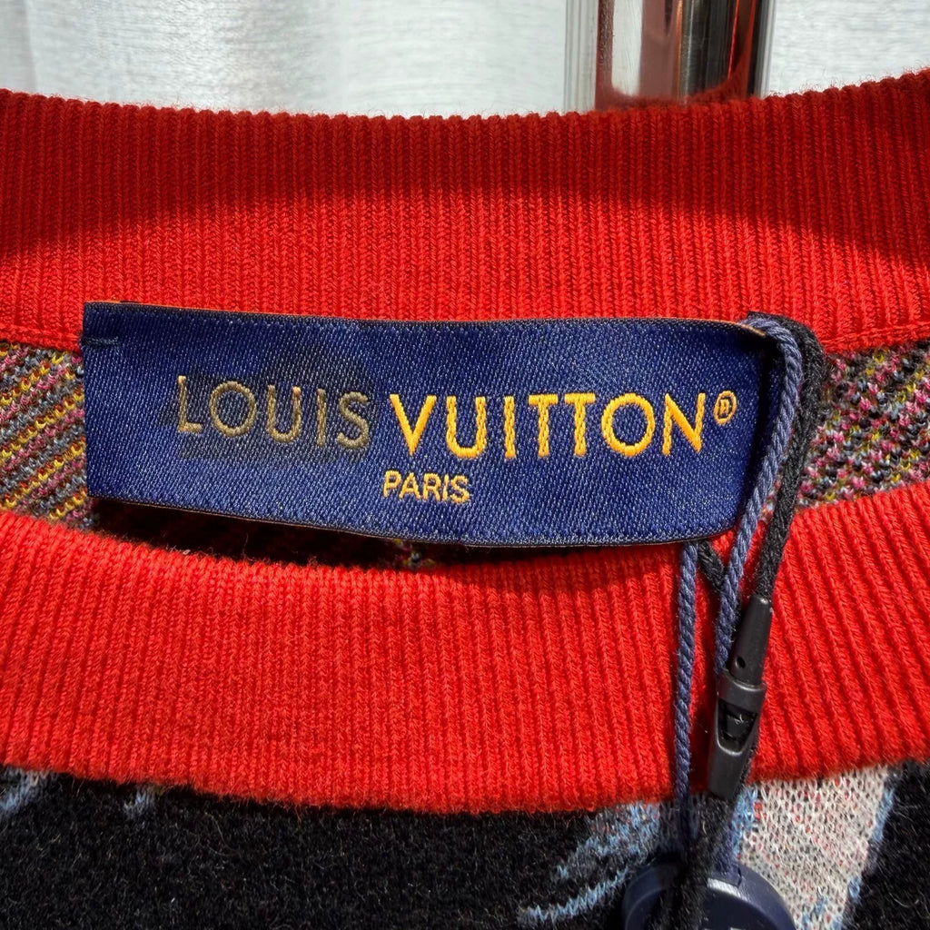Louis Vuitton Long Sleeve All-Over Print Cotton Multicolor Knit Sweater