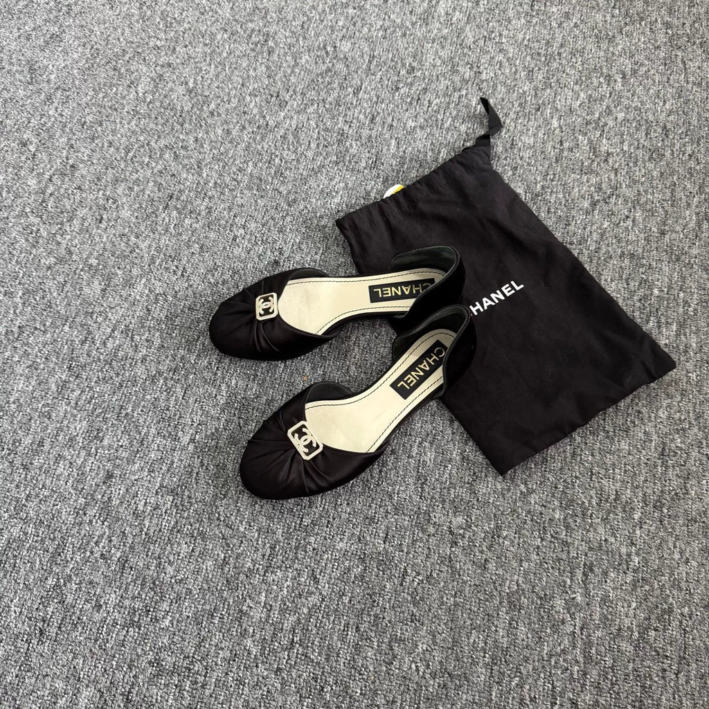 Chanel 23C Double C Satin Ballet Flats