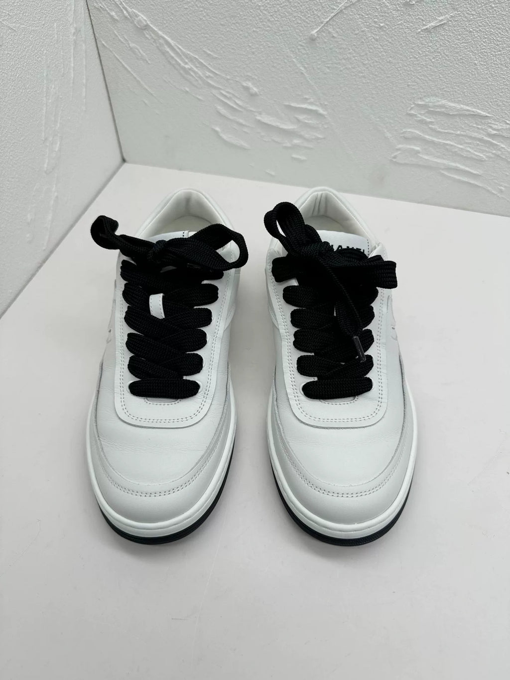 Chanel Black & White Double C Logo Low-Top Sneakers