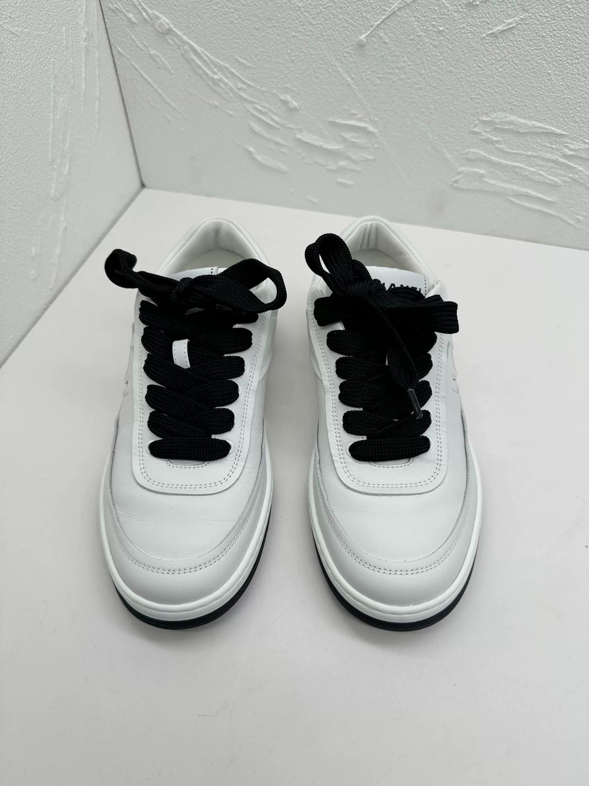 Chanel Black & White Double C Logo Low-Top Sneakers