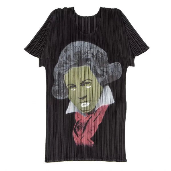 Issey Miyake Vintage Black Portrait Pleated Top