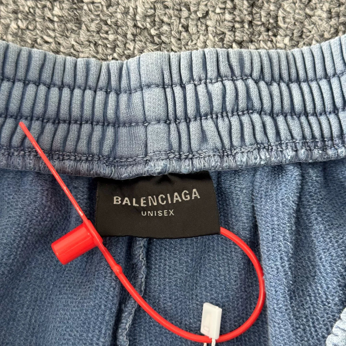 Balenciaga washed blue letter logo stretch waist casual shorts