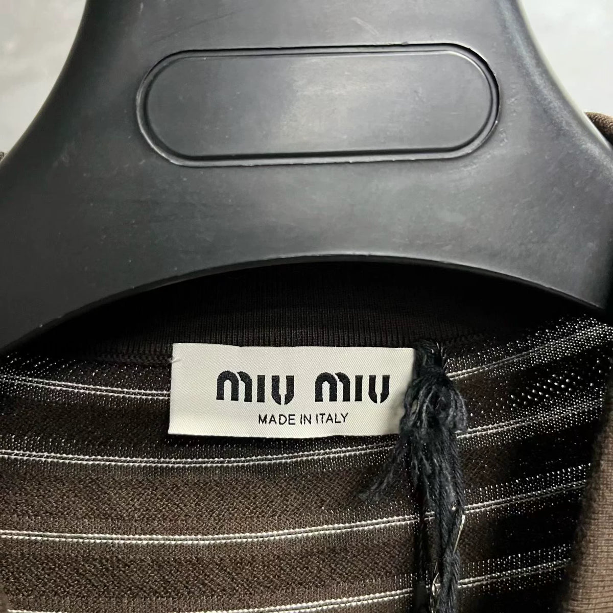 Miu Miu V Neck Striped Rib Cotton Sweater