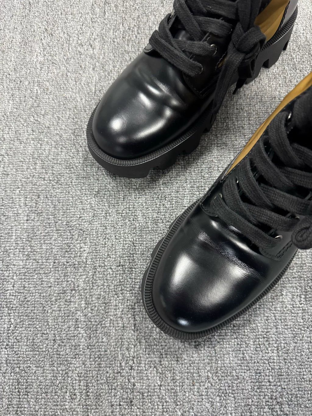 Prada Triangle Logo Combat Boots