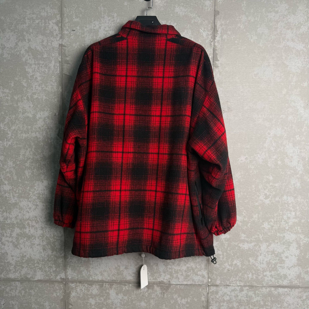 Balenciaga Red and Black Plaid Tassel Coat