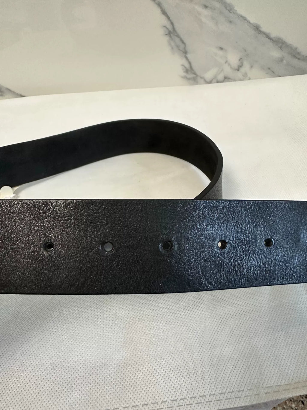 Gucci Vintage Knight Shield Embossed Black Belt