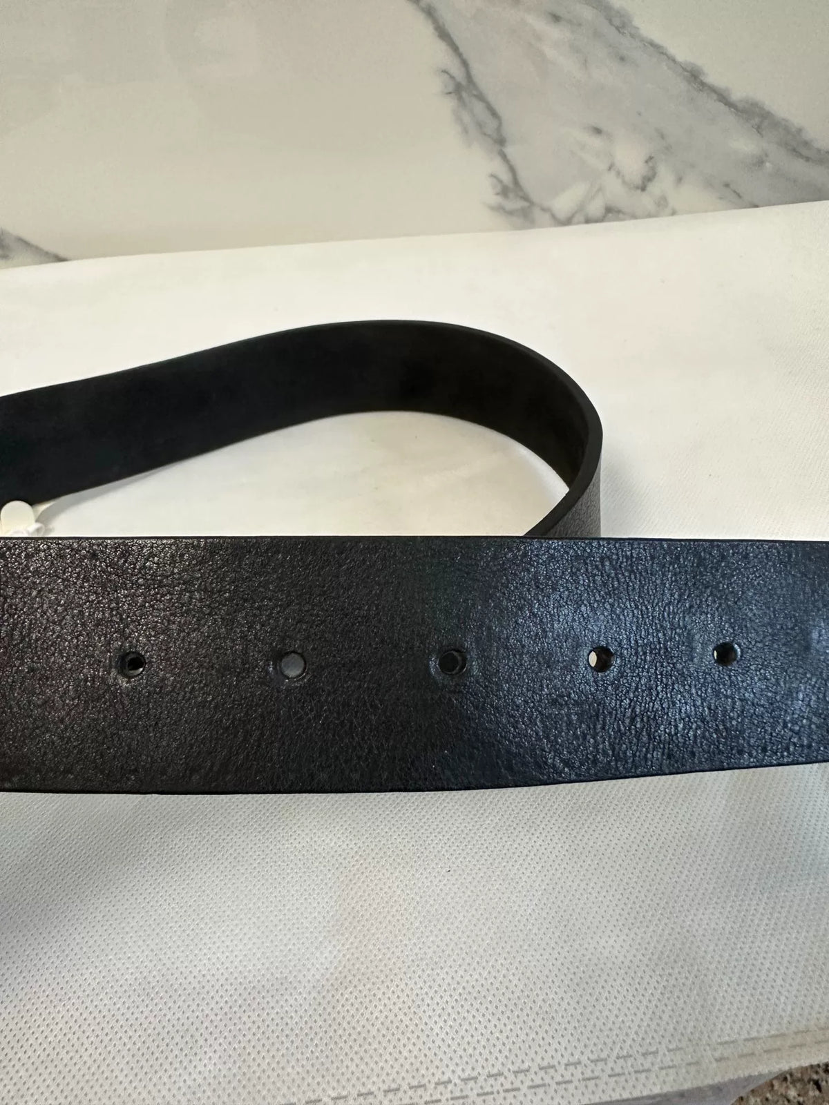 Gucci Vintage Knight Shield Embossed Black Belt