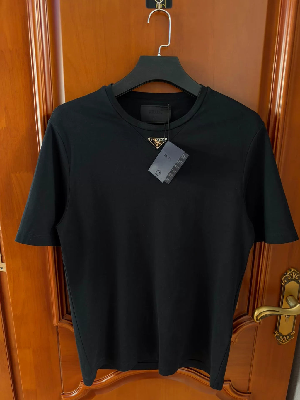 Prada Black Crew Neck Triangle Logo Short-Sleeve T-Shirt