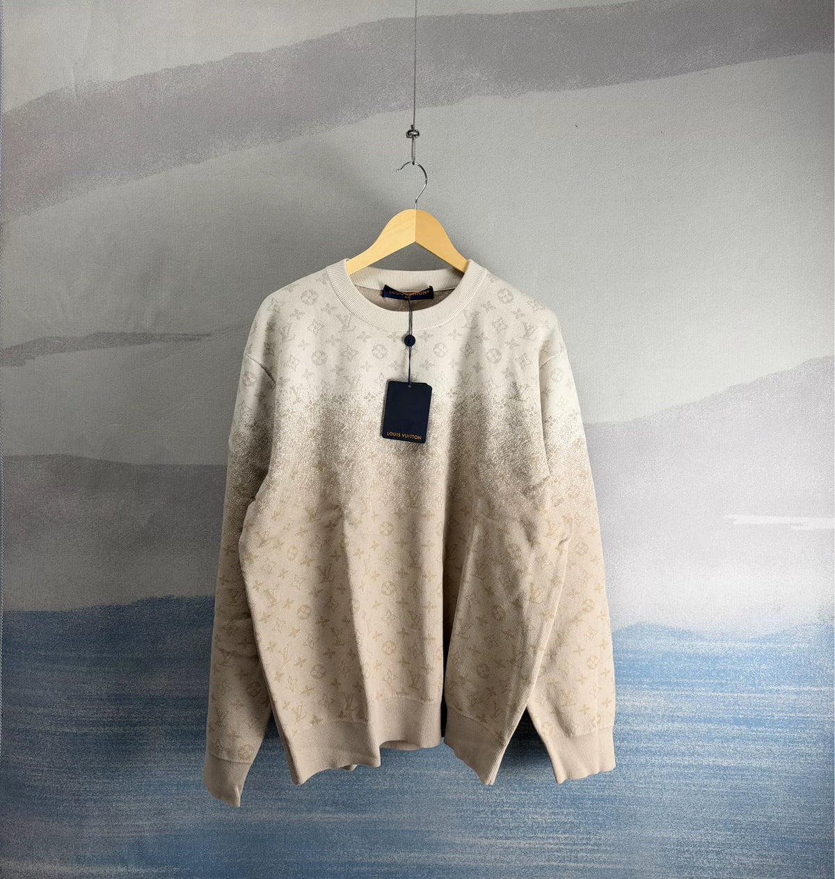 Louis Vuitton SS26 Khaki Gradient Monogram Knit Sweater