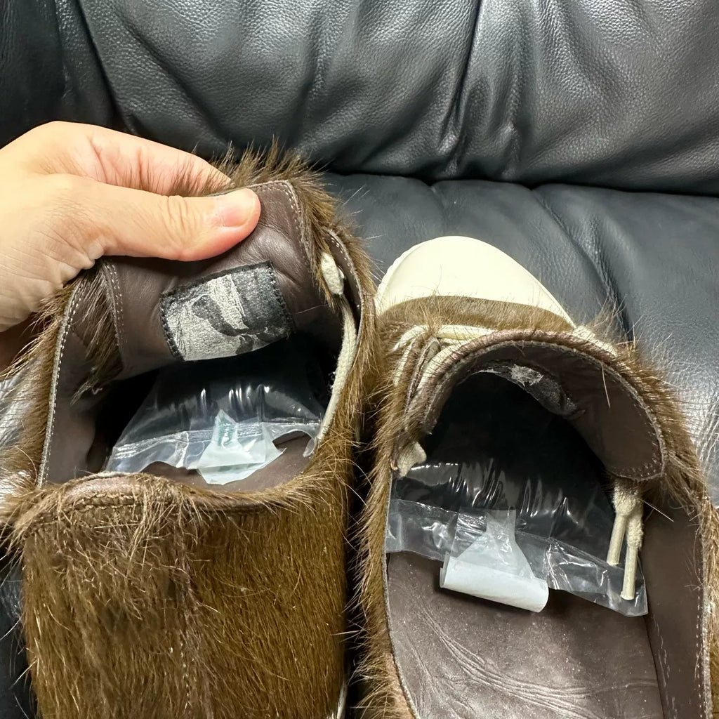 Rick Owens Brown Mohair Low-Top Sneakers