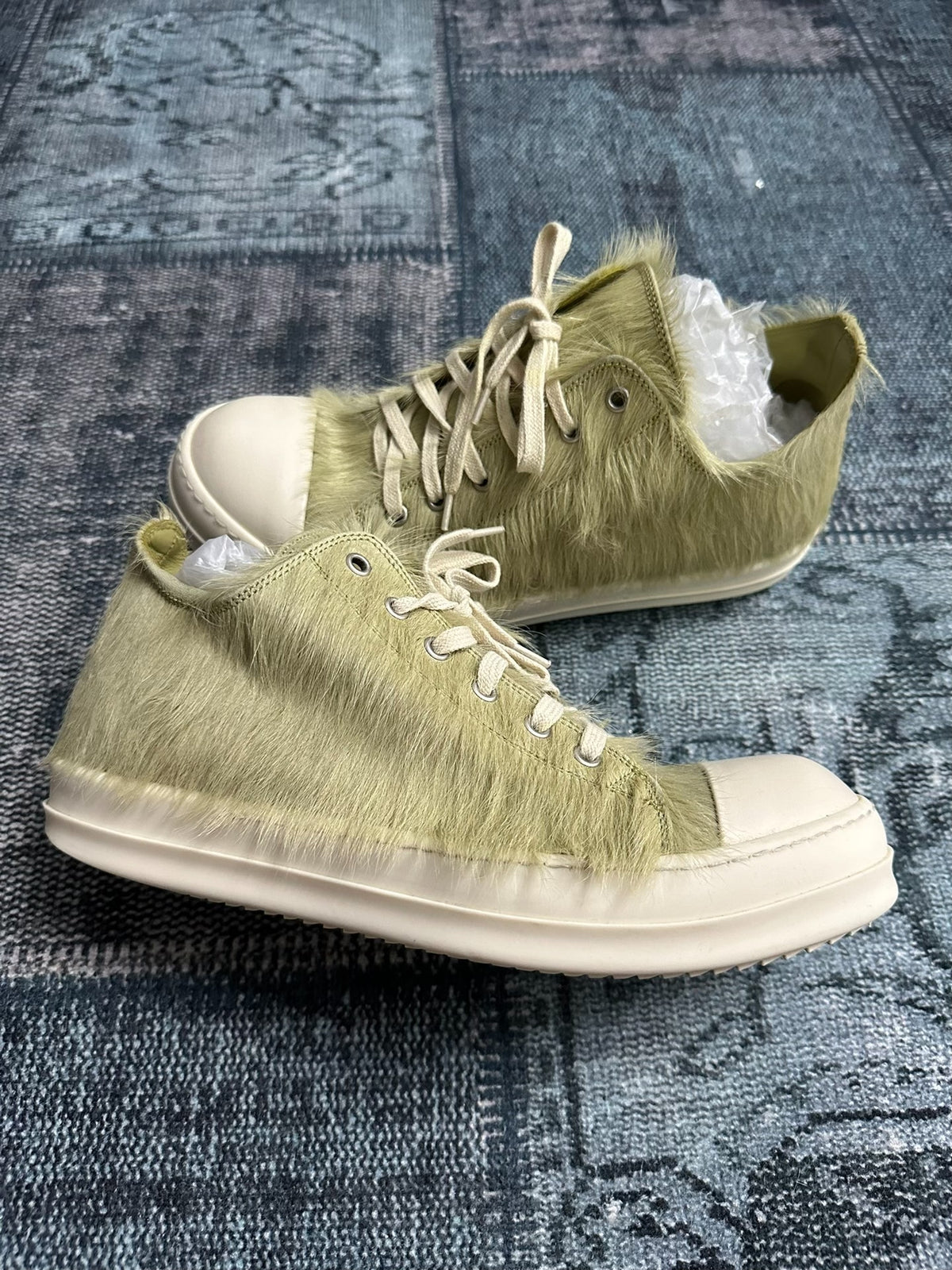 Rick Owens mainline green horsehair low-top large Converse style