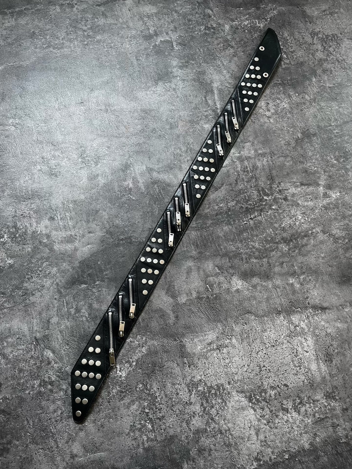 Saint Laurent Multi-Zipper Studded Biker Black Belt