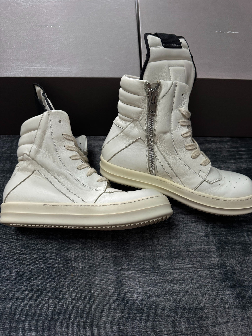 Rick Owens White Inverted-Triangle Sneakers