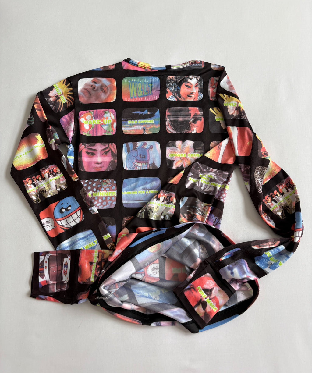 Walter Van Beirendonck runway print long-sleeve T-shirt W&LT vintage 95-96 runway piece printed face mask robot long-sleeve T-shirt