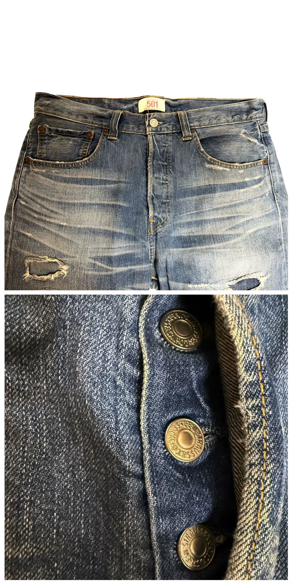Levis Distressed Washed Jeans