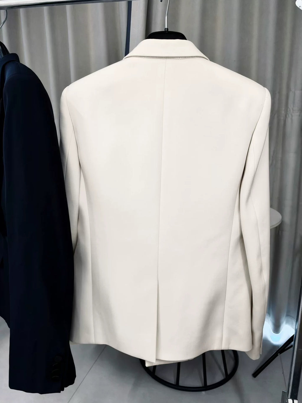 Saint Laurent Paris FW19 Off-White Peak-Lapel Double-Breasted Wool Blazer