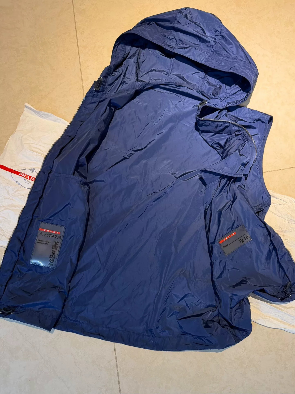 Prada Blue Triangle Logo Collared Nylon Vest