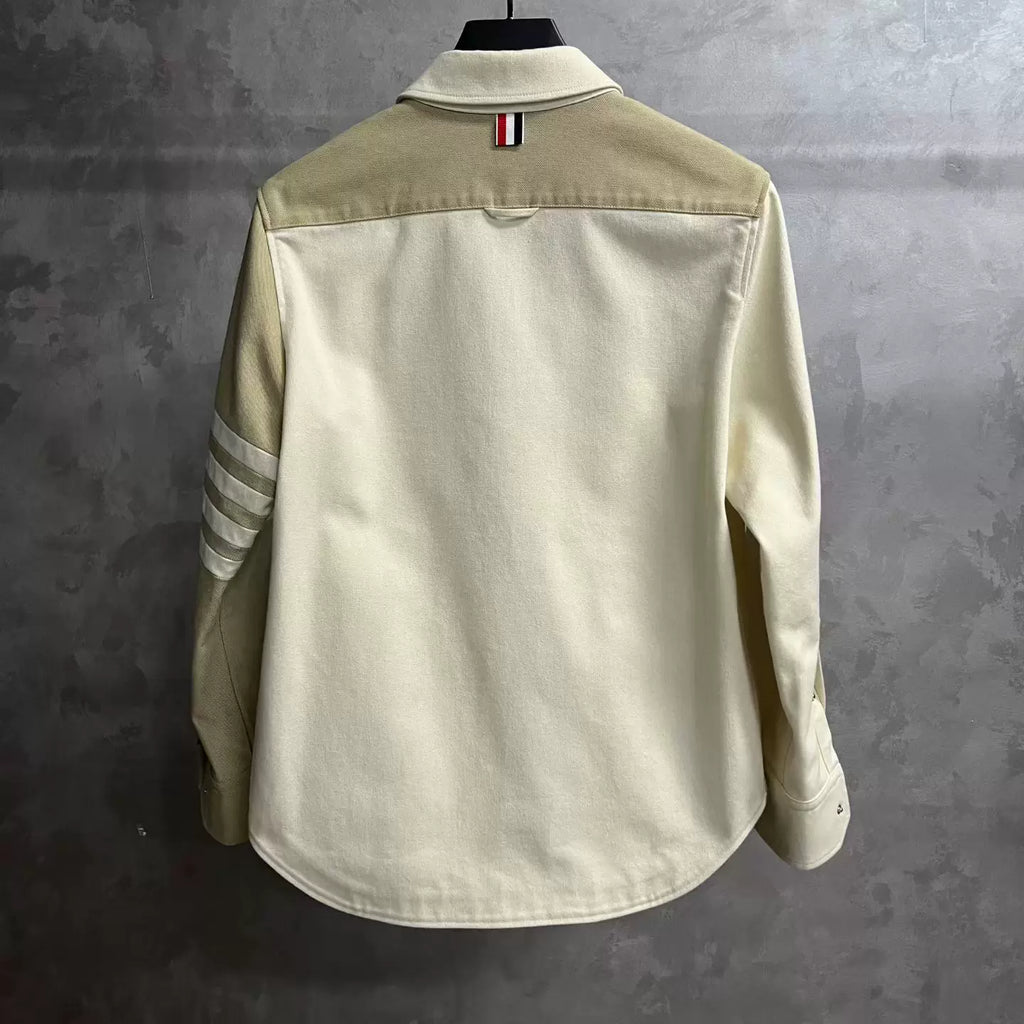 Thom Browne Beige Four-Stripe Shirt