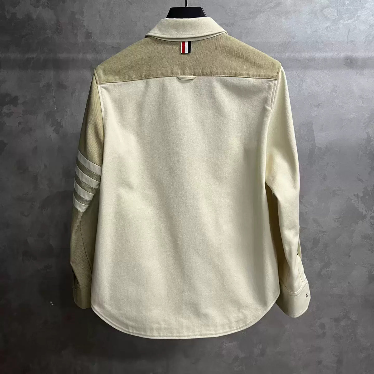 Thom Browne Beige Four-Stripe Shirt