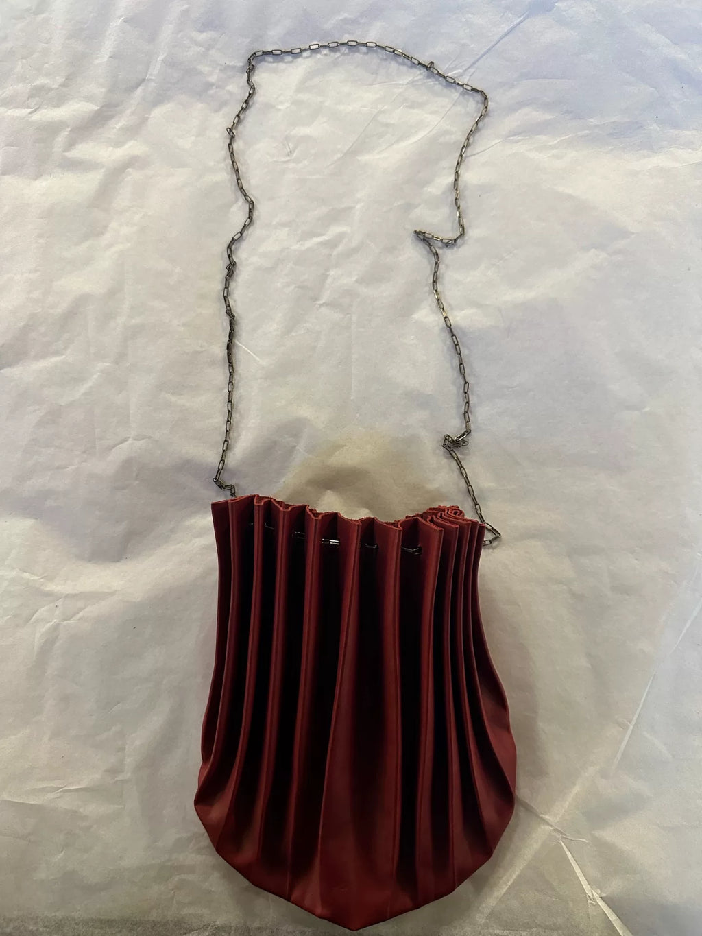 M.A+ SS22 Chilli small shell w/chain Vachetta Sterling Silver bag