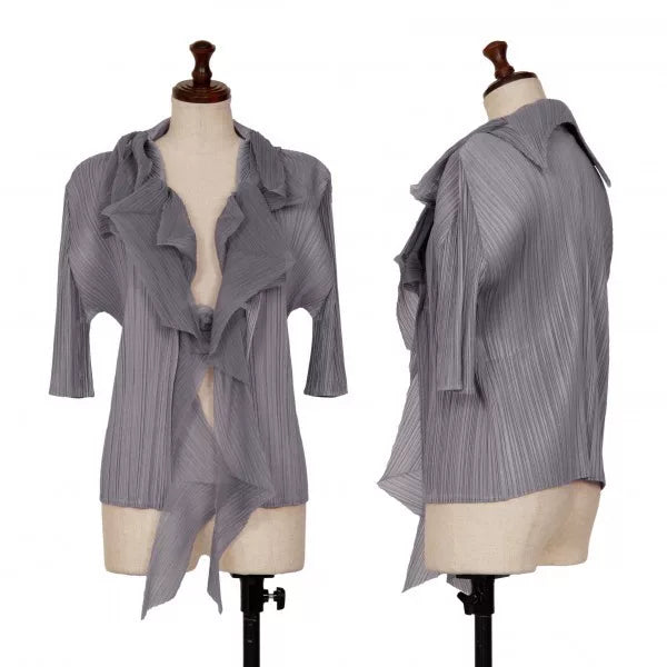 Issey Miyake Vintage Grey Knitted Pleated Top