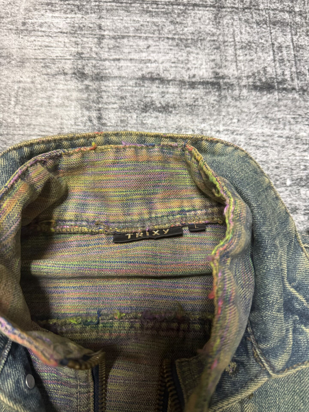 LGB-style vintage Japanese brand TRIXY washed epaulet denim jacket