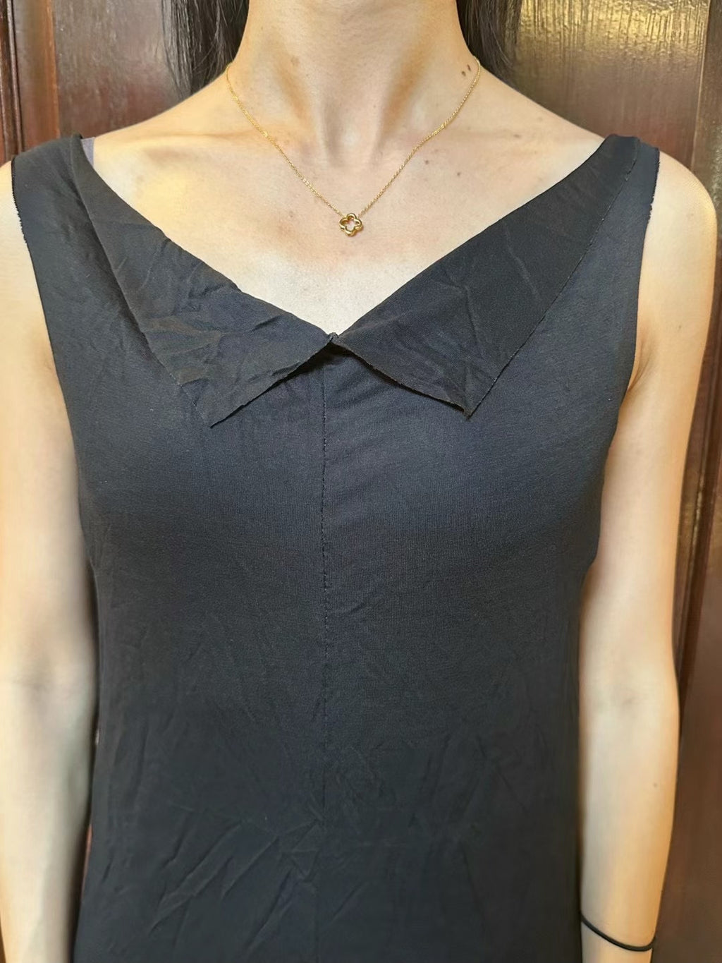 M.A+ FW24 extra Black V-Neck Backless VI Bamboo Dress