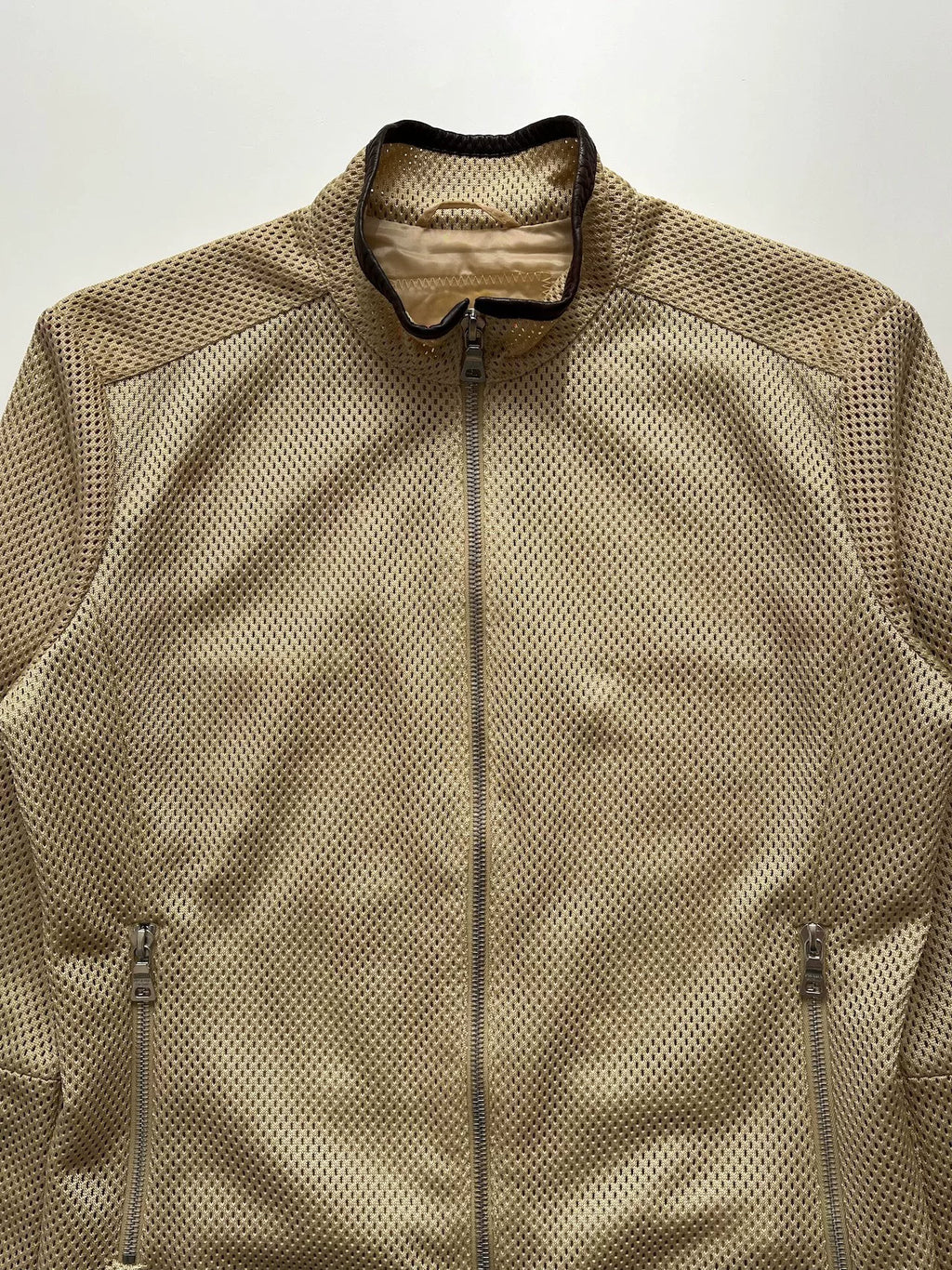 Prada 2000s Leather Panel Nylon Zip-Up Jacket