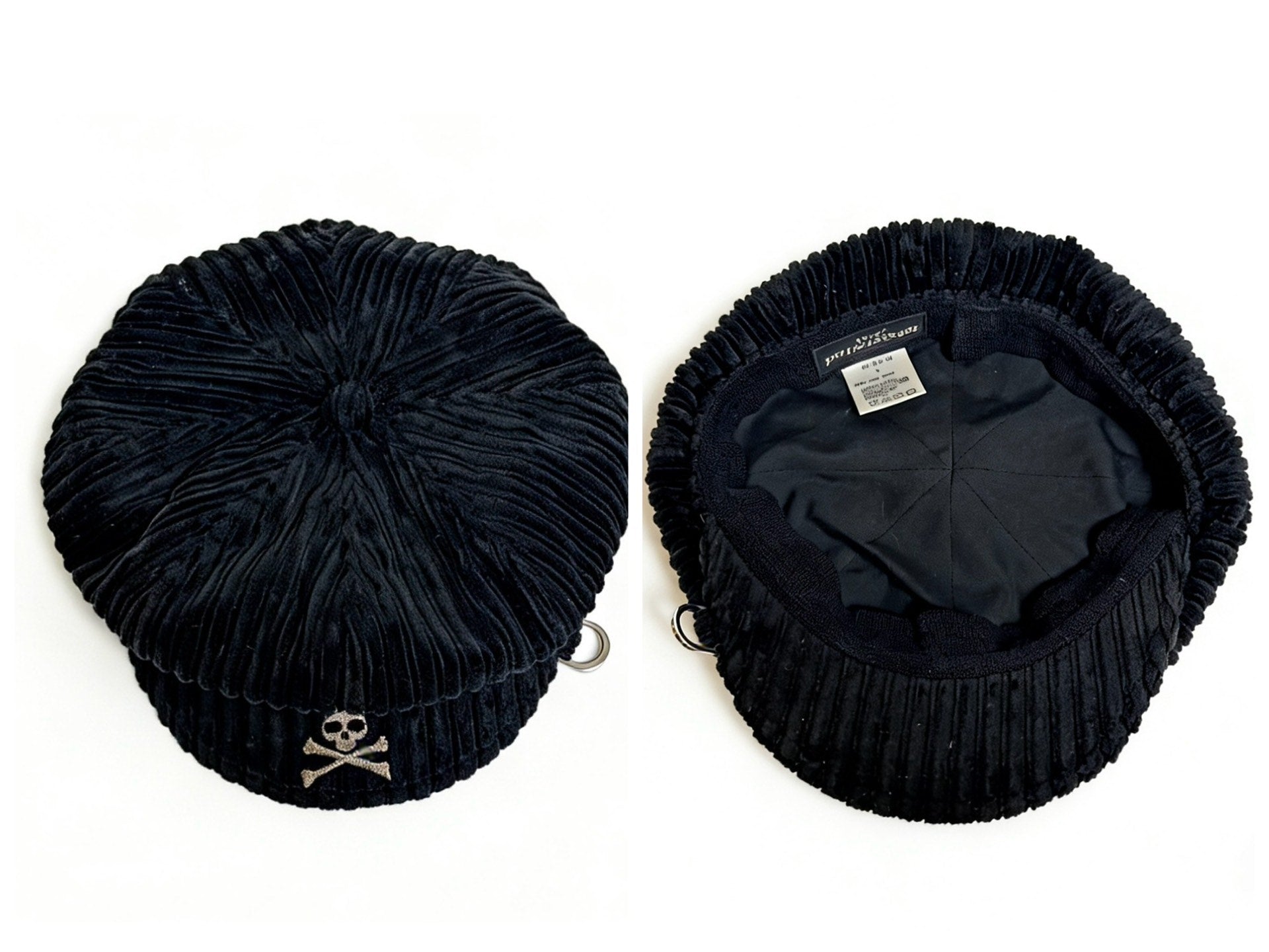 Mastermind Japan Mainline 11AW Velvet D-Ring Silver Embroidered Skull Hat
