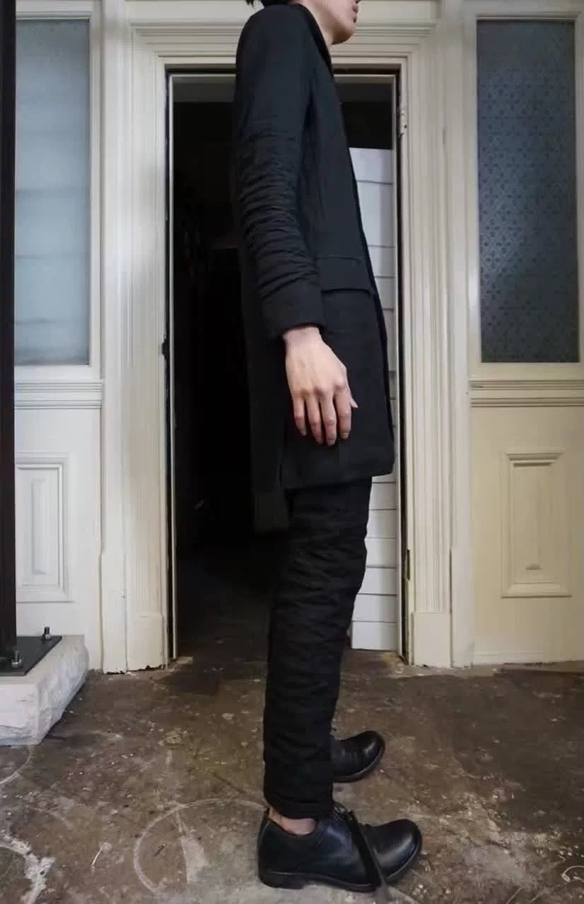 Layer-0 SS17 F.H Black H-Shape Linen Coat