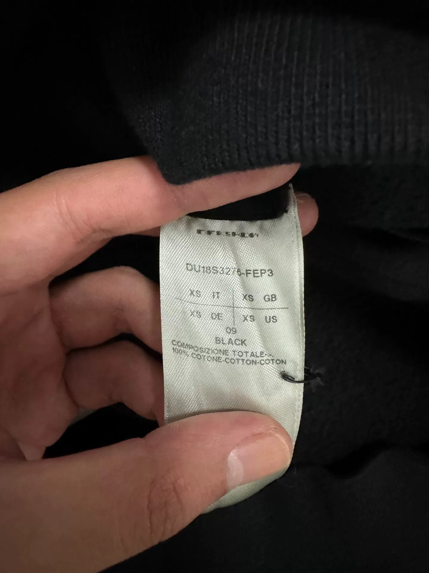 Rick Owens Drkshdw 18SS Jason Black Zip Hooded Hoodie Jacket