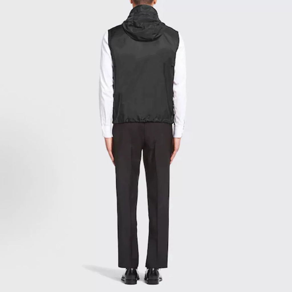 Prada Blue Triangle Logo Collared Nylon Vest