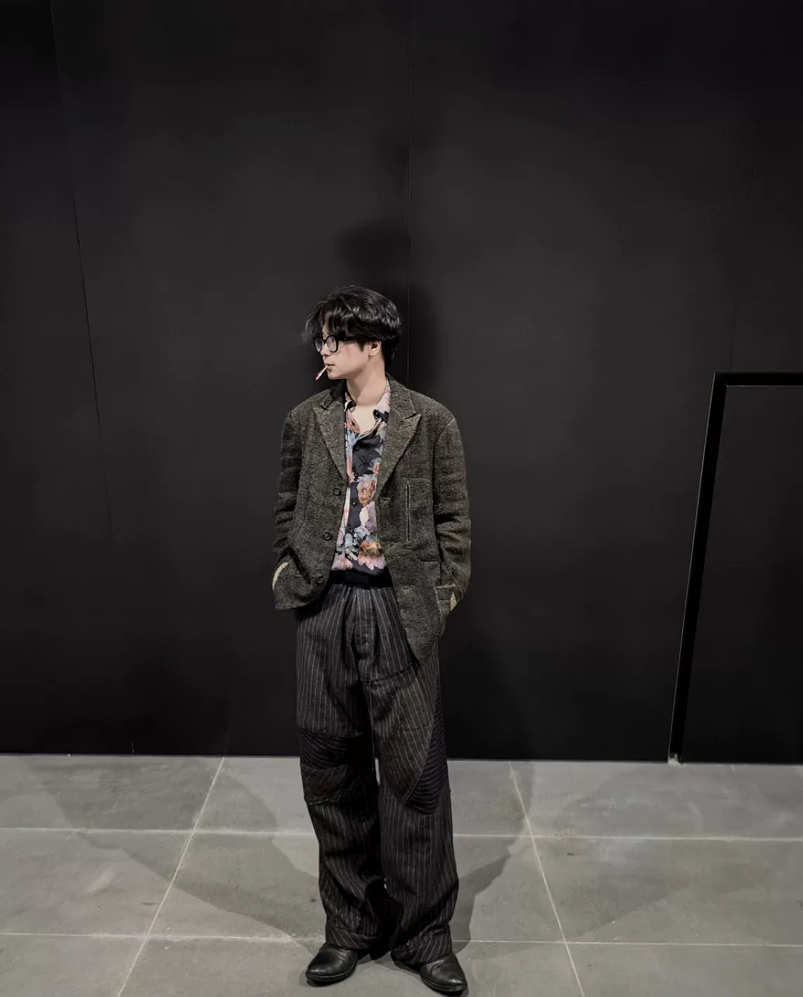 Yohji Yamamoto wool distressed patchwork triple-wear trousers