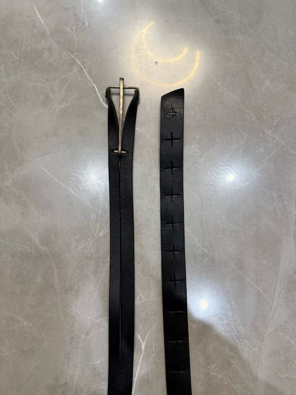 M.A+ SS06 'Y' Buckle Split Leather Belt