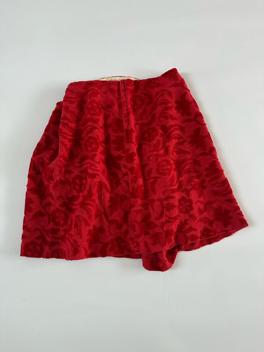 Comme Des Garcons Rei Kawakubo 1996 Main Line Red Flower Flocked Skirt
