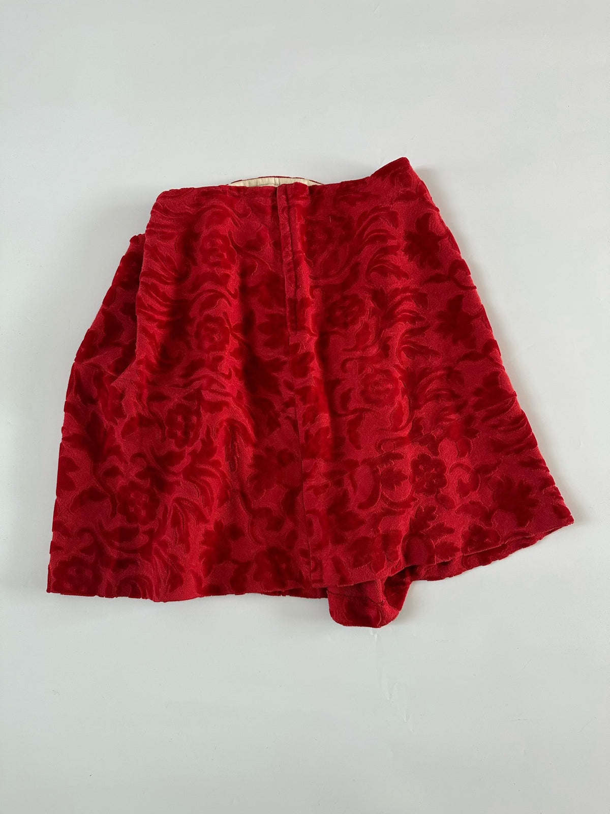 Comme Des Garcons Rei Kawakubo 1996 Main Line Red Flower Flocked Skirt