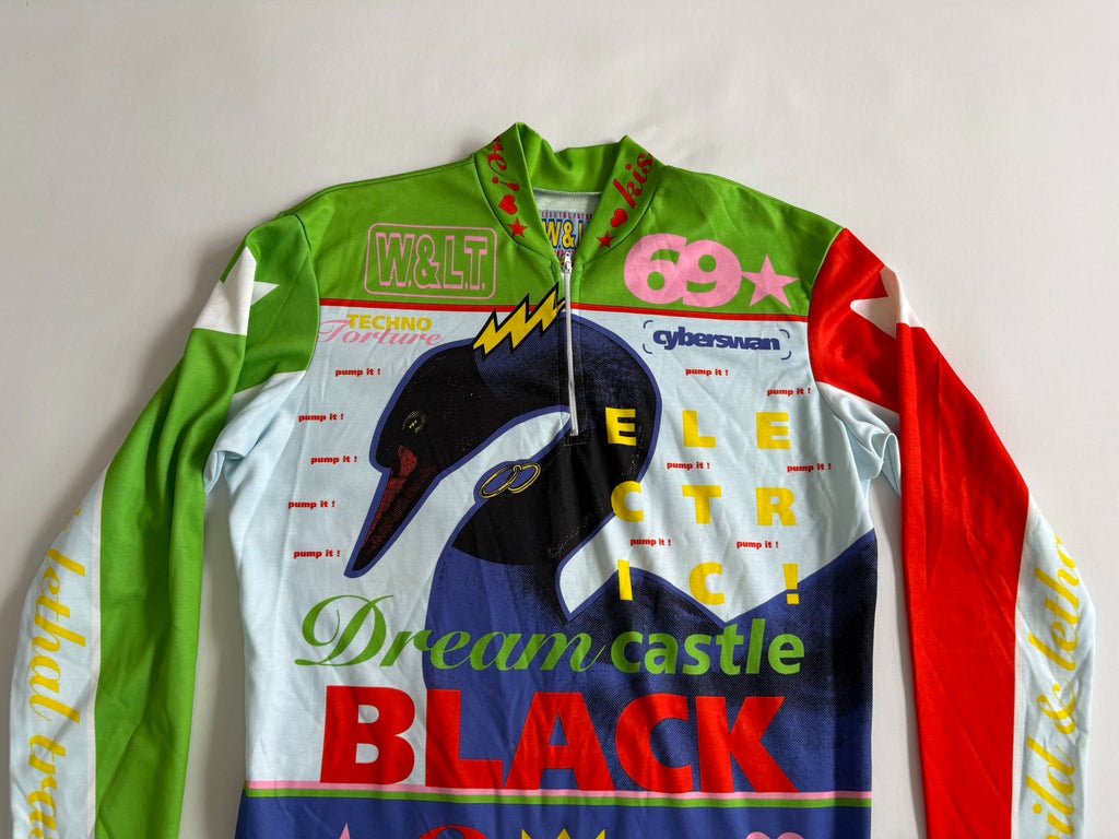 Walter van Beirendonck runway piece swan cycling jersey W&LT vintage 1996 runway archive swan print cycling jersey