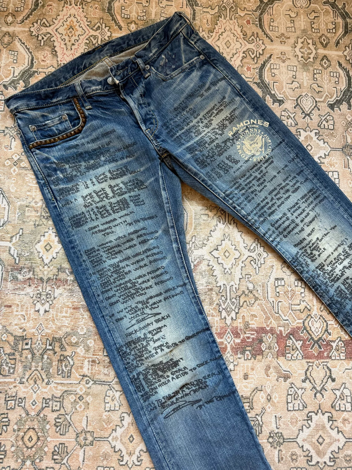 Hysteric Glamour Jeans Band Collaboration All-Over Print Lyrics Design