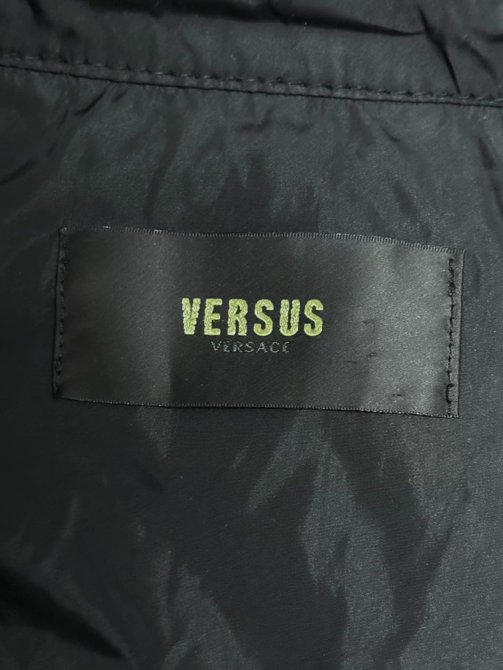 Versace 2000s Black Blue Nylon Zip-Up Jacket