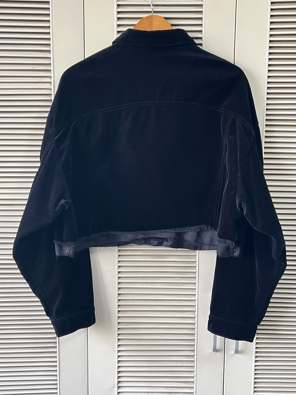 Miu Miu black velvet logo short jacket