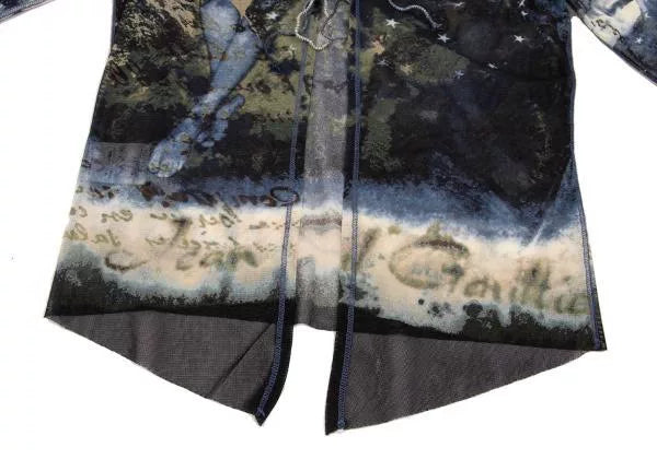 Jean Paul Gaultier Vintage Blue Moonlit Portrait Mesh Cardigan