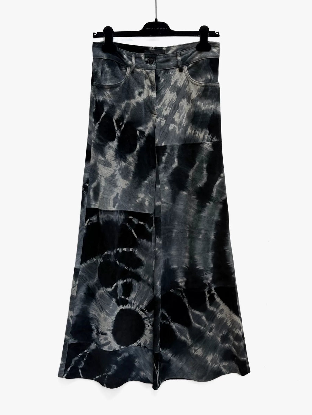 Ann Demeulemeester SS01 Runway Suede Tie-Dye Floor-Length Wide-Leg Pants