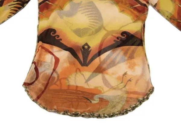 Jean Paul Gaultier Vintage Yellow Butterfly Mesh Top