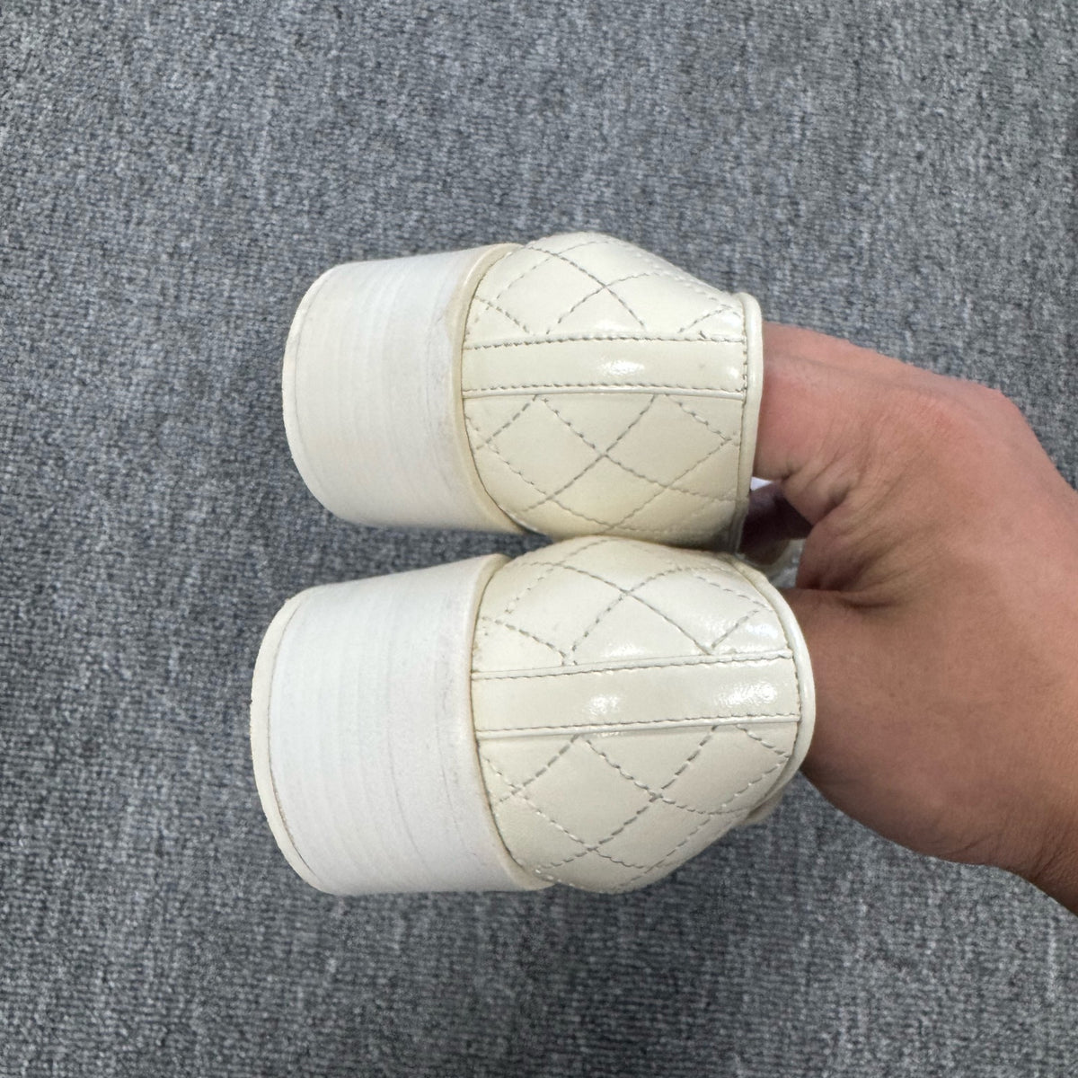 Chanel Off-White Quilted Chunky Heels