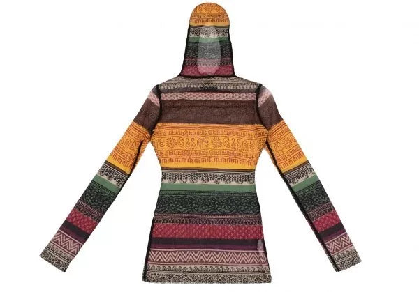Jean Paul Gaultier Vintage Floral Hooded Mesh Top