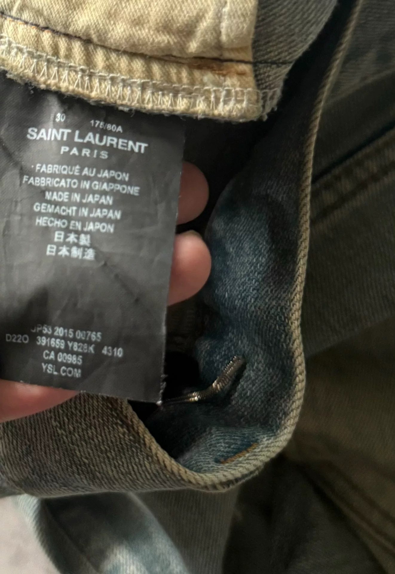Saint Laurent Paris 16SS D02 Blue Distressed Denim Jeans by Hedi Slimane