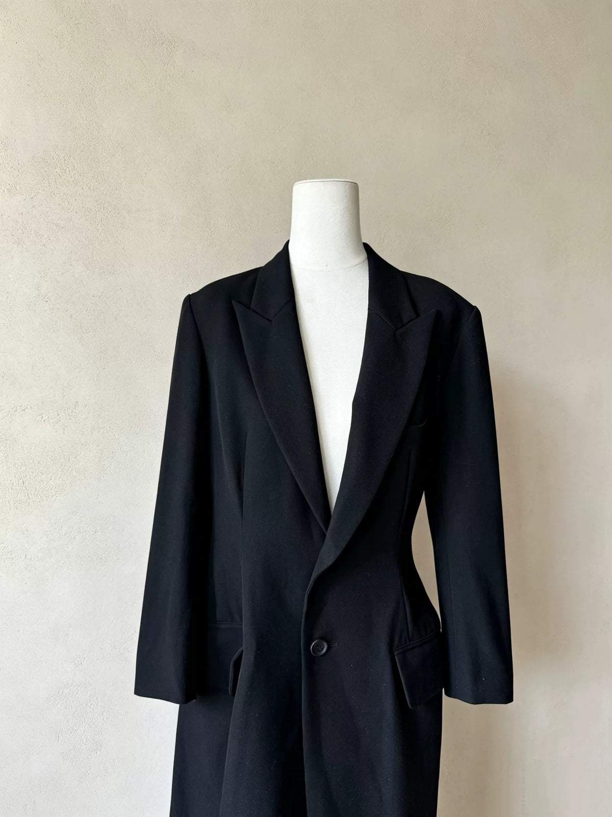 Yohji Yamamoto FW20 Black Corset Lace-Up Wool Coat